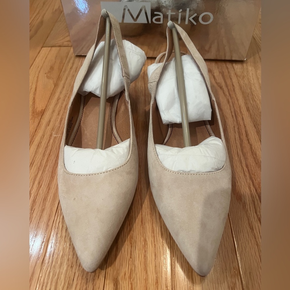 NIB Matiko Circa Peach Pointed Toe Slingback Wood… - image 2